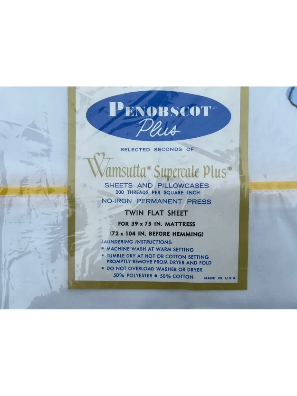 NOS Vtg 70s Penobscot Wamsutta Twin Flat Fitted Sheets Supercale Mod Flowers Set